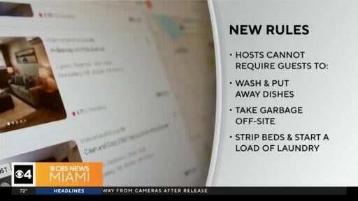 Airbnb bans hosts from requiring guests to do chores — CBS Miami, Key Biscayne Community news