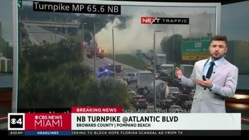 Truck fire shuts down all northbound lanes of Florida’s Turnpike in Pompano Beach — CBS Miami, Key Biscayne Community news